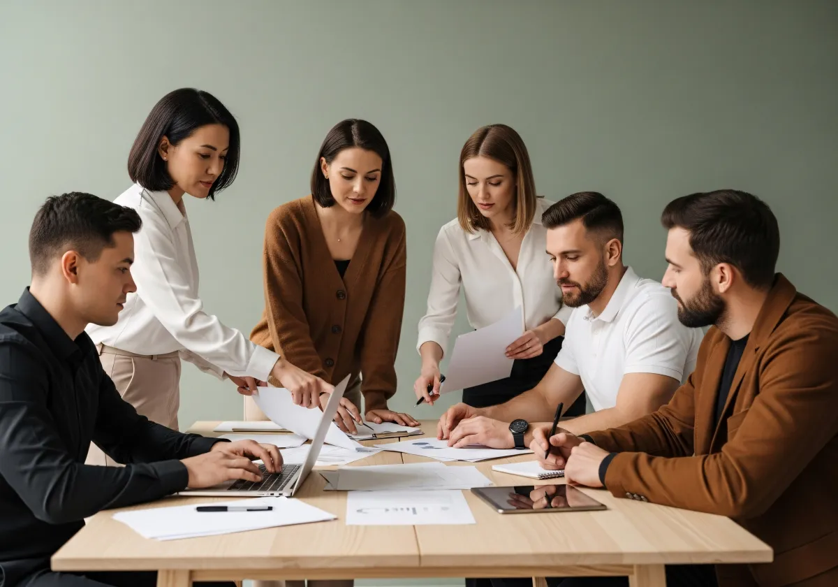 Reunião de equipe discutindo uma estratégia de branding
